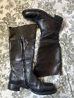 Women’s Black Real Leather Boots Vintage Knee High Size 40-40 1/2