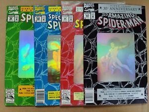 Amazing Spider-Man Lot 30th Anniversary Hologram 365 189 26 90 1992 Lot Of 4 (2)