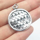 925 Sterling Silver Vintage Woven Round Oxidized Pendant