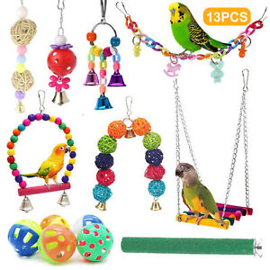New Listing13pcs/set Bird Chew Toys Kit Multiple Training Tools Interesting Various Parrot