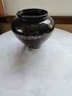 Brown art pottery vase with speckled glaze finish 61/2 in tall