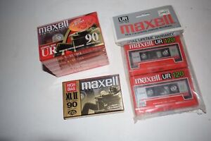 MAXELL UR 90, UR 120 & xlI 90 AUDIO CASSETTE LOT OF 8 -- NEW & SEALED (VDH88)