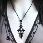 Gothic Black Pointed Cross Necklace Pendant Vampire Jewelry Halloween Dagger