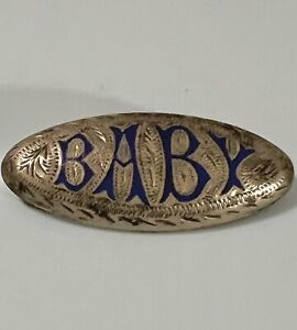 Antique Victorian Silver Enamel Baby Pin Brooch (lot# K1)