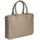 DiLoro Slim Business Italian Leather Briefcase for Women Made in Italy Taupe