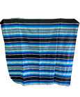 Sarape XL,5' X 7',Mexican Blanket,HOT ROD, Seat Covers,Motorcycle, BLUE MIX
