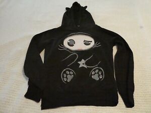 Anime Style Cat Hoodie with Ears Adult Black Size