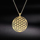Flower of life Stainless Steel Floral Charm Geometry Pendant Necklace