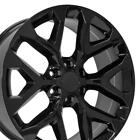 22 inch Gloss Black 5668 Wheels SET Fit Chevy & GMC Snowflake Rims (For: 2024 Cadillac Escalade)