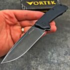 VORTEK ROVER Black G10 Ball Bearing Flipper D2 Blade Folding EDC Pocket Knife