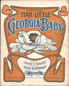 1902 MAH LITTLE GEORGIA BABY antique Jazz sheet music ARTIE HALL DEDICATION