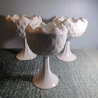 vintage milk glass pedestal bowl Vases Quilted Starburst Pattern Set Of 3 9 In