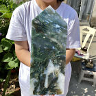 7.05LB Large Natural green druzy moss agate quartz obelisk crystal aura healing