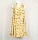 Vintage 90s Dress Esprit Yellow Floral Print Rayon Sleeveless Babydoll Misses S