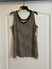 Chico's animal print lace trimmed knit cami - Size 1 or Medium - FREE SHIPPING!