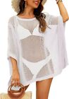 Jollycode Women's White Crochet Swim Cover Poncho Size Small Cover Up Tunic