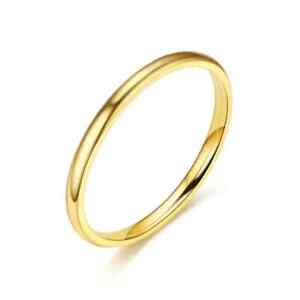 2mm Stainless Steel Gold Plated Stackable Ring Wedding Band Women Girls 3-12