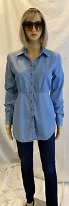 CABI JEANS DENIM BLOUSE - SNAP BUTTON UP - SIZE SMALL