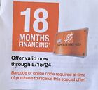 New ListingHome Depot Coupon - 18 months financing