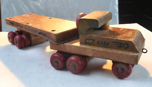 VINTAGE CASS USA US ARMY TRANSPORT WOOD TRUCK PULL TOY 16
