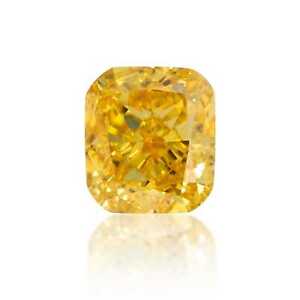 0.36 Carat Fancy Vivid Yellow Natural Diamond Loose Cushion Cut, VS1 Clarity GIA