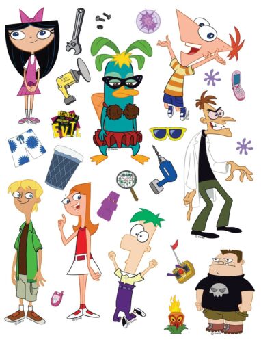 Wall & Furniture STICKERS SET decals Phineas and Ferb bedroom decor 65 x 85cm