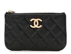 CHANEL Brand New Caviar Quilted Small Pouch Black w/ Box & Certificate