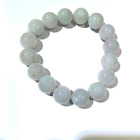 Natural White Burma Jade Jadeite Genuine Beads Bracelet, size 13.8 mm
