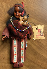 VTG Native American Doll w/ Baby Made by Cherokees Qualla Reservation NC 7 3/8”