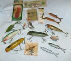 Mixed lot of 16  Vintage Fishing Lures, Wood, Rubber , Fly ... used old