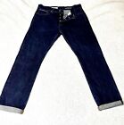 Mens Gap 1969 Japanese Selvedge Denim Red Line Jeans Blue 33x30 Slim Button Fly