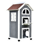 Wooden Feral Cat House Outdoor Shelter with Hammock Escape Doors Inside Ladders