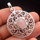 925 Sterling Silver Rose Quartz Gemstone Handmade Pendant Jewelry