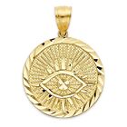 Solid Gold Evil Eye Pendant in 10k or 14k - Protection Talisman Medal