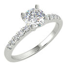 0.64 Ct Round Cut VS1/D Solitaire Pave Diamond Engagement Ring 14K White Gold
