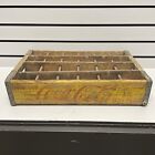 Vintage 1960s Coca Cola Wooden Crate Yellow & Red Soda Bottle Carrier