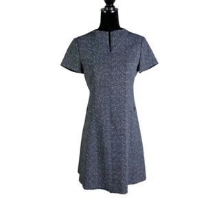 Theory Apalia Tweed Twill Crepe A-line Dress 6 speckle cocktail front zip
