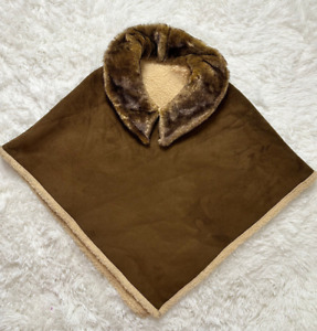 Women's Sheepskin Brown Pancho from Mexico, One Size Fits All
