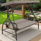 TAUS Deluxe Porch Swing 3 Person Steel Patio Chair Outdoor w/Adjustable Canopy