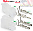 Molex 2 Pin Connector Lot, 10 Matched Sets, w/18-24 AWG  w/ Pins Mini-Fit Jr ™