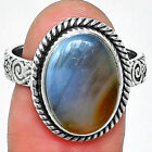 Natural Montana Agate - USA 925 Sterling Silver Ring s.8.5 Jewelry R-1067