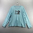Life is Good T-Shirt Top Womens 3XL Blue Long Sleeve Pullover Cotton Happiness