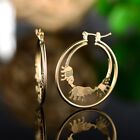 18K Gold Plated Beautiful Triple Elephant Hoop Earrings Womens Fancy Luck