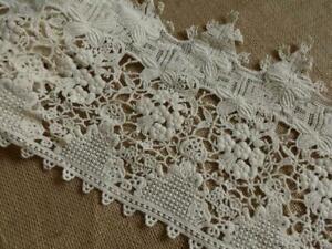 Beige Crochet Cotton Trim Antique Floral Lace Trim Cotton Hollow out Lace Trim