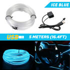 5M Ice Blue LED Car Interior Decor Trim Atmosphere Wire Strip Light Lamp Dash US