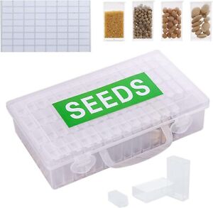 Seed Storage Box - 64 Grids Plastic Seed Storage Organizer Garden