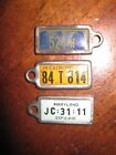 Group Lot 3 Vintage Antique DAV Miniature Keychain License Plates PA CA MD
