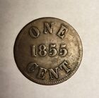 Canada 1855 PRINCE EDWARD ISLAND 1 CENT  Fisheries & Agriculture TOKEN- COPPER