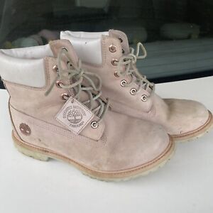 Timberland Womens 6” Premium Waterproof Boots Boot Light Pink 4940 Sz10 Wms USED