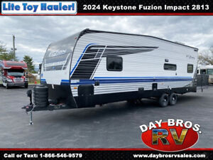 24 Keystone Fuzion Impact 2813 Toy Hauler Travel Trailer RV Towable Camper